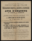 Avis d'enquête de commodo et incommodo : rue d'Aguesseau 48, M. Ballyet : installation d'un garage de 80 voitures automobiles alimentées par des liquides inflammables et d'un dépôt de 3000 litres de liquides inflammables de la 1re catégorie.