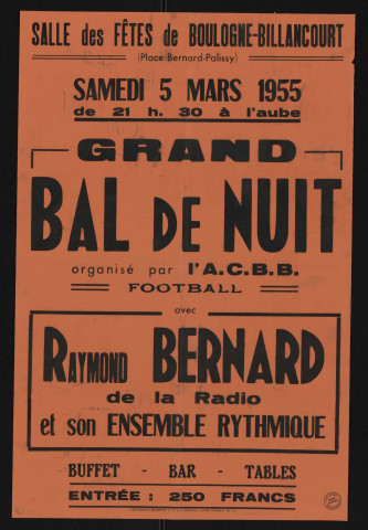 Grand gala de boxe : grand combat catégorie plume ; 8 combats amateurs, André Méraint contre Moustic Meslem ; ACBB et COB contre Ring de Grenelle et CP Suresnes