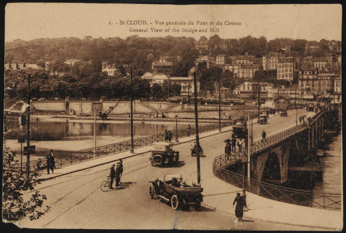 Saint-Cloud: vue générale du pont et du côteau (s.d.).