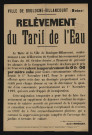 Relèvement du tarif de l'eau,