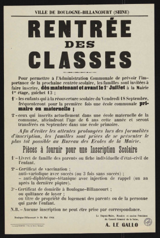 Rentrée des classes ,