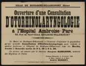 Ouverture d'une consultation d'otorhinolaryngologie à l'hôpital Ambroise-Paré,