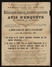 Avis d'enquête de commodo et incommodo : rue du Château 93, Société parisienne La Mutuelle-Taxis : installation d'un garage de 40 voitures automobiles alimentées par des liquides inflammables et d'un dépôt de 7000 litres de liquide inflammables de la 1re catégorie.