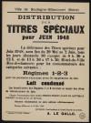 Distribution des titres spéciaux pour juin 1948,