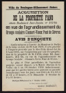 Acquisition à titre gratuit d'un terrain rue de Clamart en vue de l'agrandissement du groupe scolaire : avis d'enquête,