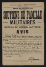 Soutiens de famille militaires : réunion du conseil cantonal, Conseil cantonal du 13 septembre 1920 (indiqué sur le recto de l'affiche).