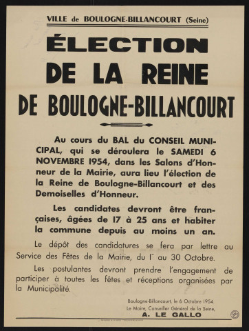 Election de la Reine de Boulogne-Billancourt,