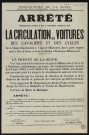 Arrêté interdisant la circulation des voitures, des cavaliers et des cycles sur le chemin départemental n°1 (quai de Billancourt) dans la partie comprise entre le Pont-de-Sèvres et la rue de Meudon,