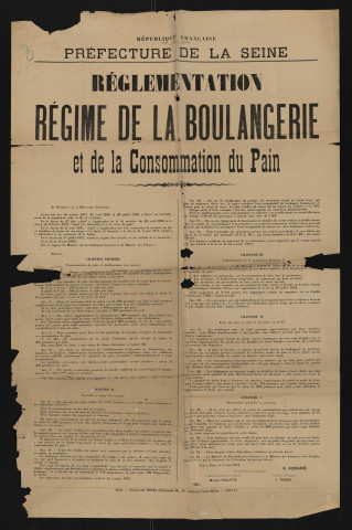 Réglementation du régime de la boulangerie et de la consommation du pain,