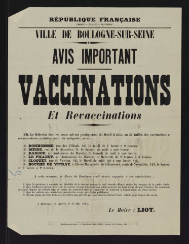 Avis important : vaccinations et revaccinations,