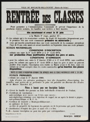 Rentrée des classes ,