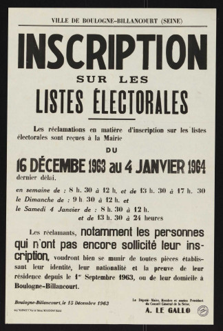 Inscription sur les listes électorales,