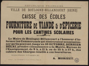 Caisse des écoles : fourniture de viande et d'épicerie pour les cantines scolaires,