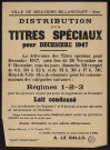 Distribution des titres spéciaux pour décembre 1947,