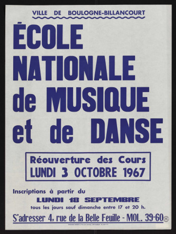 Ecole nationale de musique et de danse : réouverture des cours lundi 3 octobre,