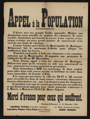 Appel à la population