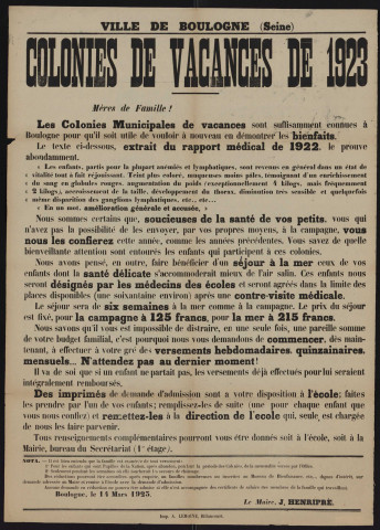 Colonies de vacances de 1923,