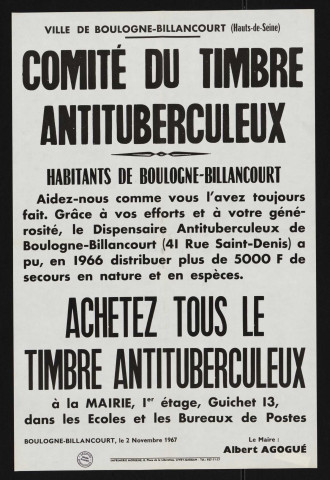 Comité du timbre antituberculeux : achetez tous le timbre antituberculeux,