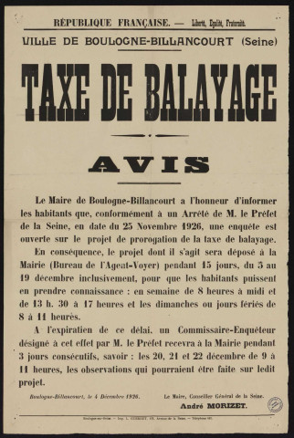 Taxe de balayage : avis,