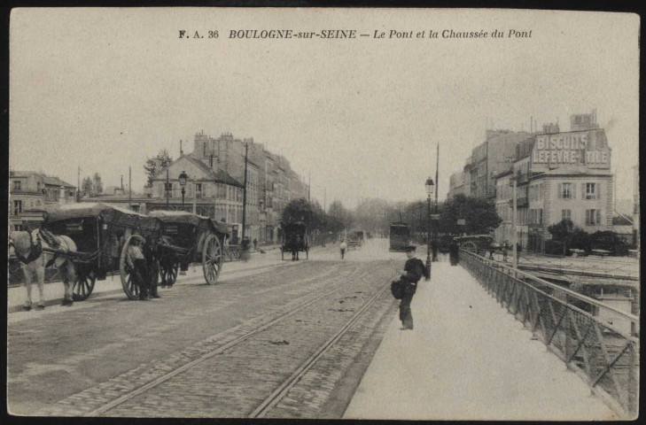 36 - Boulogne-sur-Seine: le pont et la chaussée du pont (s.d.).