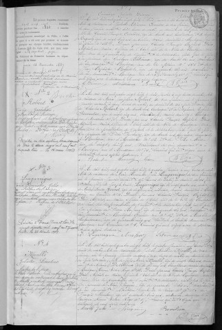 Naissance, enregistrement : Registre de 1888