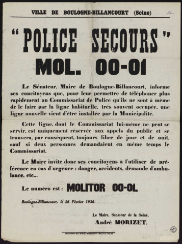 "Police secours" Mol. 00-01,