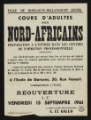 Cours d'adultes aux Nord-Africains : préparation à l'entrée dans les centres de formation professionnelle [...] à l'Ecole de garçons 30 rue Fessart],