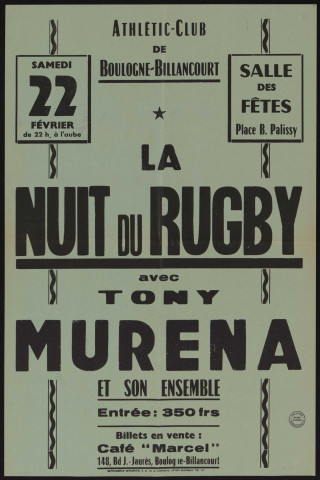 La nuit du rugby avec Tony Murena et son ensemble,