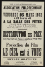 Distribution des prix aux lauréats de l'année scolaire 1960-1961, projection du film Le Ciel est à vous,