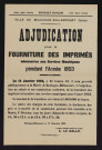 Adjudication pour la fourniture des imprimés nécessaires aux services municipaux pendant l'année 1953,