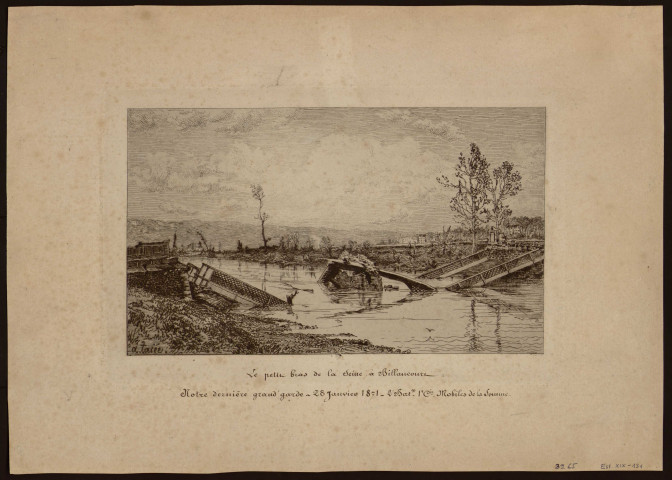 Le petit bras de la Seine à Billancourt, Notre dernière grand'garde, 28 janvier 1871, 2ème bataillon, 1ère compagnie de mobiles de la Somme (39.65 - Est XIX-131)