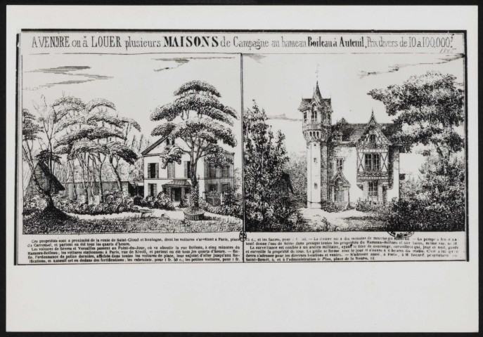 Les villages d'Auteuil et de Passy: hameau Boileau, 1845. Propriété privée créée vers 1838 (R28) (s.d.).