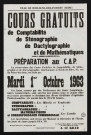 Cours gratuits de comptabilité, de sténographie, de dactylographie et de mathématiques, préparation aux CAP éàÉ,