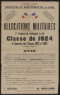 Allocations militaires : 1re fraction du contingent de la classe 1924 et ajournés des classes 1922 et 1923,