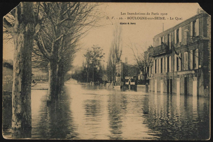 10.- Boulogne-sur-Seine. - Les inondations de Paris 1910: le quai.
