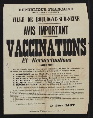 Avis important : vaccinations et revaccinations,