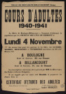 Cours d'adultes, 1940-1941 é,