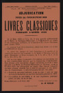 Adjudication pour la fourniture des livres classiques pendant l'année 1958,