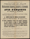 Avis d'enquête de commodo et incommodo : 27 quai du Point-du-Jour (bâtiment O16), Société anonyme des Usines Renault : application à froid sur des supports quelconques de vernis préparés au moyen de liquides inflammables odorants ou toxiques [...].