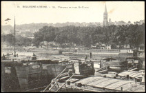 10. Boulogne sur Seine - 20. Péniches en face St-Cloud, Boulogne-Billancourt . la Seine . - pénichesAu premier plan, une dizaine de péniches regroupées sur la Seine, au second plan, Saint-Cloud.