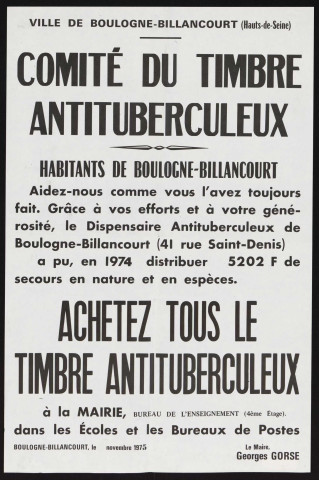 Comité du timbre antituberculeux : achetez tous le timbre antituberculeux,