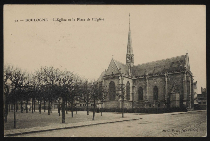 72 - Boulogne. - l'Eglise et la place de l'Eglise.
