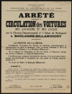 Arrêté interdisant la circulation des voitures, des cavaliers et des cycles sur le chemin départemental n°1 (quai de Billancourt), dans la partie comprise entre le Pont de Sèvres et la rue de Meudon,