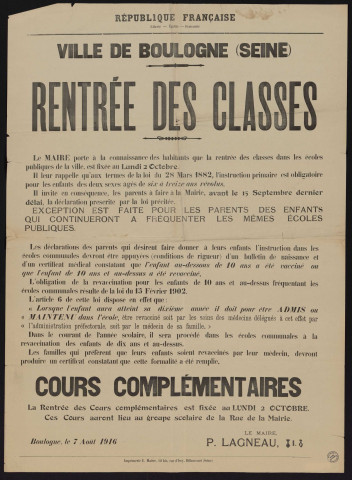 Rentrée des classes ,