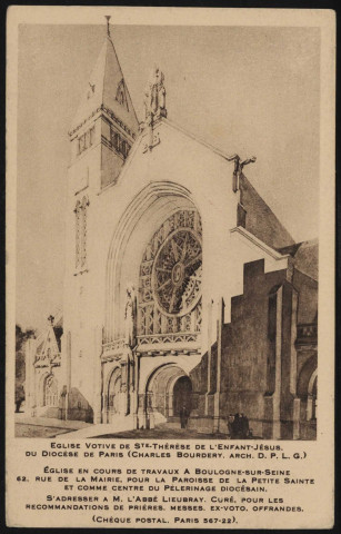Eglise votive de Sainte-Thérèse de l'Enfant Jésus du diocèse de Paris. (s.d.)