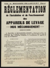 Réglementation de l'installation et du fonctionnement des appareils de levage mus mécaniquement,