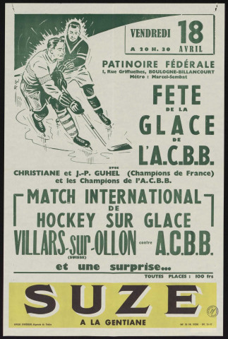 Fête de la glace de l'ACBB ; match international de hockey sur glace : Villars-sur-Ollon [contre] ACBB,