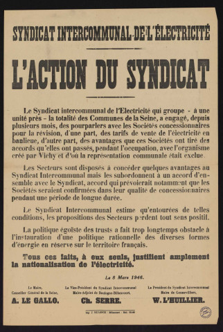 L'action du syndicat,