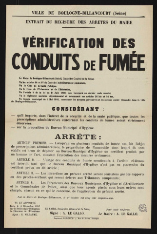 Vérification des conduits de fumée,