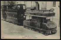 Crue de la Seine - Paris - Tramway de Versailles, Boulogne-Billancourt . - Crue de la Seine, janvier 1910Tramway de la ligne Louvre-Versailles traversant Billancourt